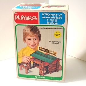 🏠 Vintage 1978 70s Playskool Original Lincoln Logs Blacksmith Playset with Box